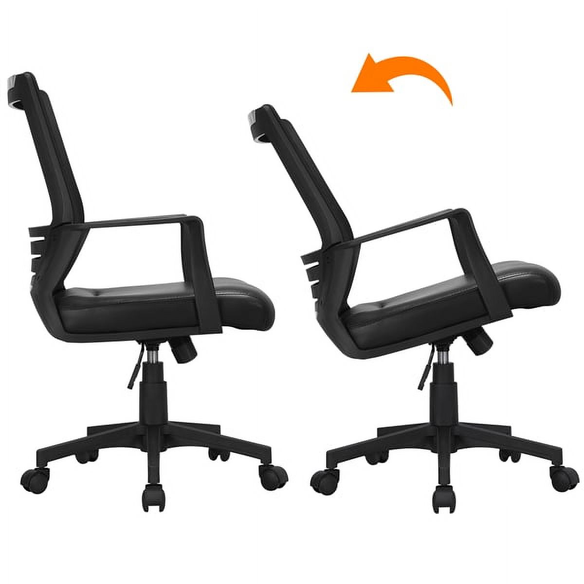 Smile Mart Adjustable Midback Ergonomic Mesh Office Chair with Lumbar Support, Black Seat - image 5 of 19