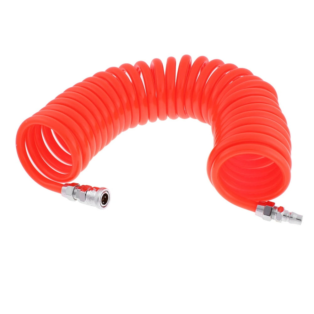 9 Meters Length 12mm x 8mm Polyurethane Coiled Air Hose Tube Orange