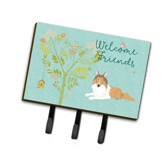 Carolines Treasures BB7584TH68 Welcome Friends Collie Leash or Key Holder Triple multicolor