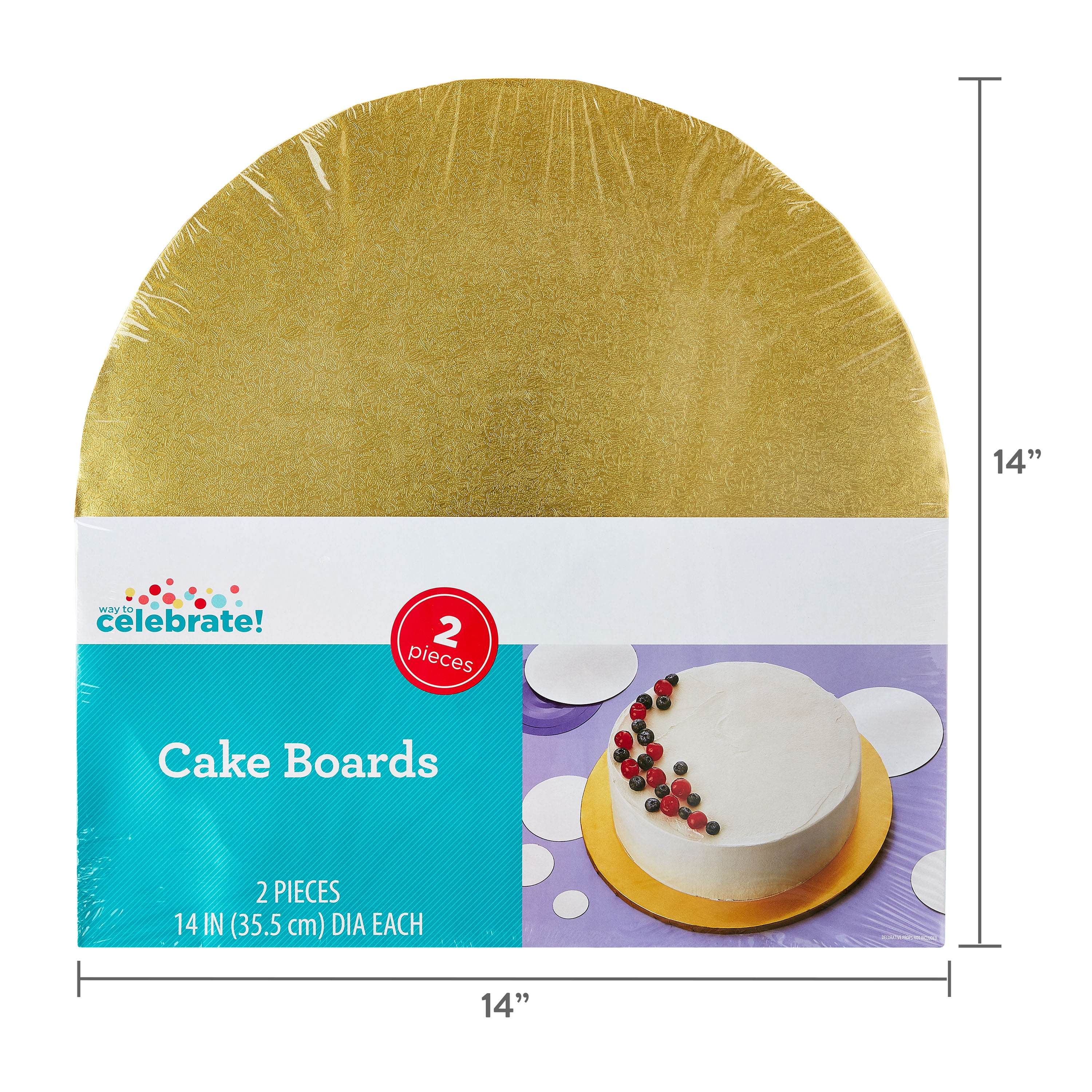 Way To Celebrate 14-Inch Gold Round Corrugated Cake Boards (2 Pack)