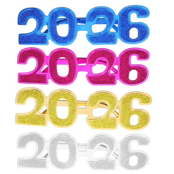 Soimiss 4pcs 2026 Glasses Graduation Photo Props PC Flat Design Photo Prop For Men New Year Holiday