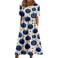 thumbnail image 2 of Halloween Summer Dresses for Women Comfy Funny Halloween Pumpkin Wedding Dress Short Sleeve Renaissance Relaxed Fit Flowy Midi Halloween Costumes for Women Blue L, 2 of 6