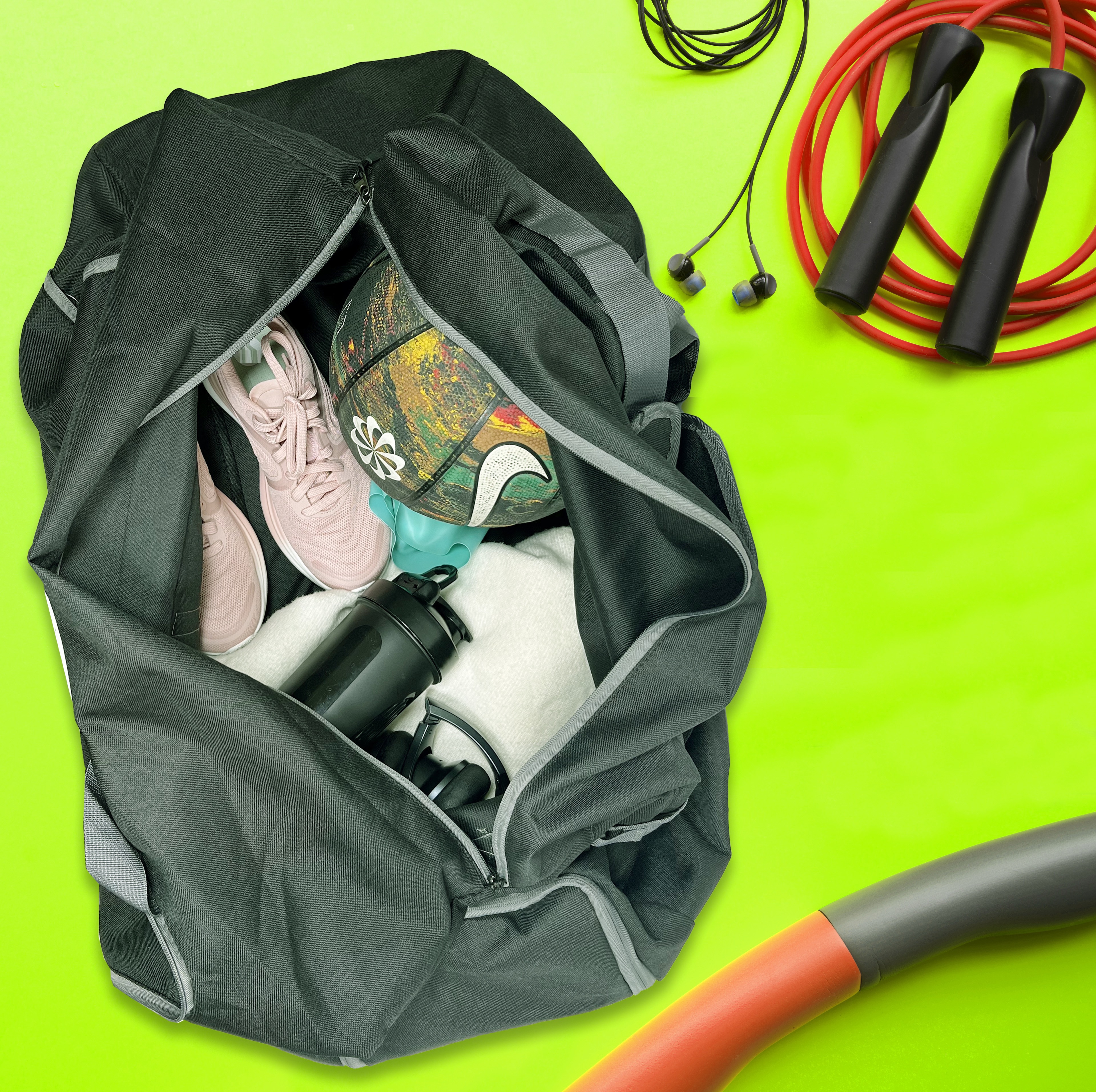 Healthy Track USA Big Training Bag for Women & Men Small Fitness Workout Sports Gym Duffle Bag with Multi Use Color Black