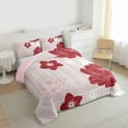 thumbnail image 3 of Manfei Cute Flower Floral Bedding Comforter Set,Retro Minimalism Aesthetic Twin Comforter Sets,Red Pink Bedding Set For Kids,Luxury Bedroom Decor Reversible,2pcs, 3 of 8