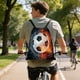 thumbnail image 4 of Mochila de fútbol con cordón de tiro con tela Oxford impermeable, gran bolsa deportiva para gimnasio, viajes o colegio, 4 of 6