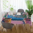 thumbnail image 3 of Yayeee Tablecloths 54" x 54" Rectangle Wrinkle Resistant Party Table Cover, Blue Plants Window, 3 of 8