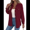 thumbnail image 3 of Camisa de Punto para Mujer, de Otoño, de Corta, de , de Larga, con Botones Vino Tinto M, 3 of 9