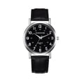 thumbnail image 2 of Resicozy Watches for Men Leather Strap Watch Fashion Round Dial Quartz Wristwatches with Numeral Dial Black Black, 2 of 4