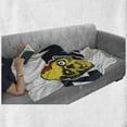 thumbnail image 6 of Zombie Soft Flannel Fleece Throw Blanket, Dead Human Face Caricature Typography Style Monster Theme Illustration, Cozy Plush for Indoor and Outdoor Use, 70" x 90", Dark Blue Yellow, by Ambesonne, 6 of 6