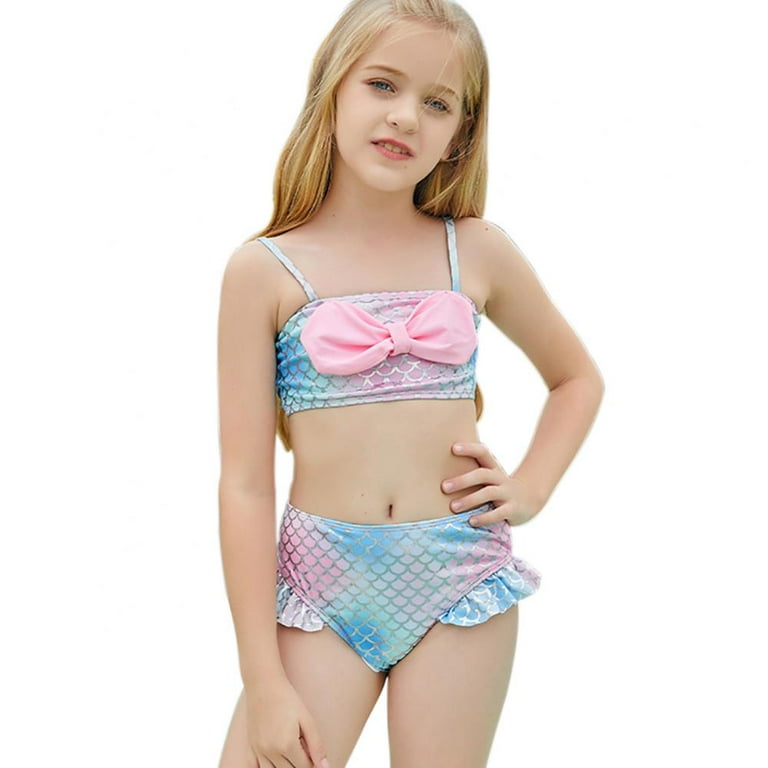 LOV 7-12T Girl's Bikini Bathing Suits Swimsuits Swimwear Beach Sport  Swimsuit Cute Rash Guard Set