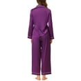 thumbnail image 3 of INSPIRE CHIC Women's Satin Pajama Sets Long Sleeves Tops and Pants 2 Pcs Loungewear M Purple, 3 of 6