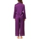 thumbnail image 3 of Conjuntos de pijama de satén para mujer INSPIRE CHIC, camisetas de manga larga y pantalones, 2 piezas, ropa de casa, XS, púrpura, 3 of 6