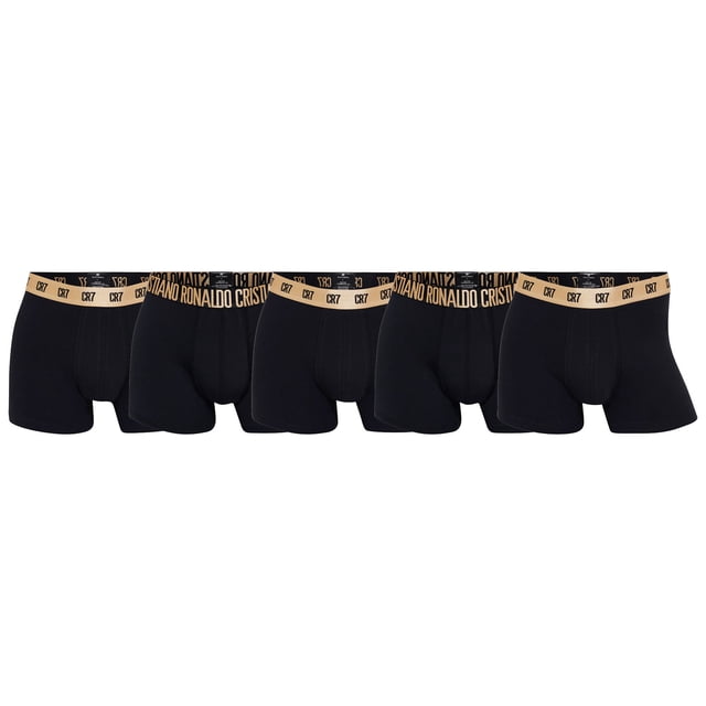 CR7 Calzoncillos para hombre, paquete de 5 - calzoncillos, bolsa de viaje, algodón elástico, logo en la cintura Negro/Oro M (Medium)