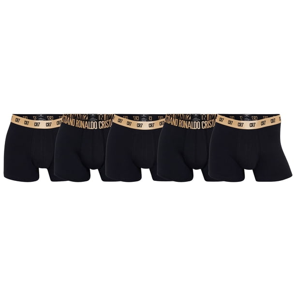 CR7 Calzoncillos para hombre, paquete de 5 - calzoncillos, bolsa de viaje, algodón elástico, logo en la cintura Negro/Oro S (Small)