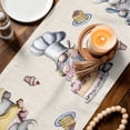 thumbnail image 3 of Black White Vintage Gnomes Table Runner - 48 Inch Long Checkered Retro Art Rustic Cotton and Linen Blended Dress Scarves Farmhouse Table Runner for Kitchen Dining, Coffee Table, 13" x 48", 3 of 8
