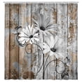 thumbnail image 3 of 4 Piece Grey Daisy Flower on Rustic Wooden Plank Country Style Shower Curtain Sets with Non-Slip Rugs, Toilet Lid Cover and Bath Mat, Shower Curtain with 12 Hooks, 3 of 3