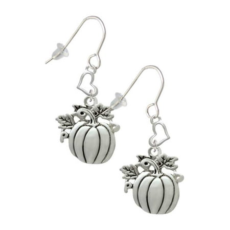 Silvertone Silvertone Large Antiqued Pumpkin Heart French Earrings