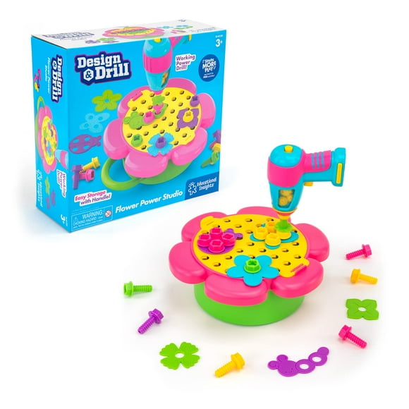 Educational Insights Design & Drill Studio de Fleurs, Jouet de Perceuse, 50 Pcs, Cadeau pour Enfants 3+