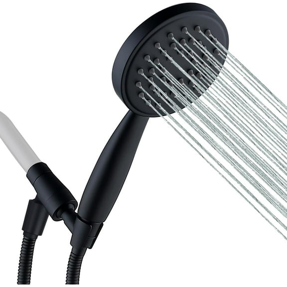 All Metal Hand Held Shower Head with 70 Inches Hose and Holder, Made with Stainless Steel and Brass, High Pressure Handheld Showerhead, Adjustable Bracket，Extra Long Flexible Hose (Matte Black)