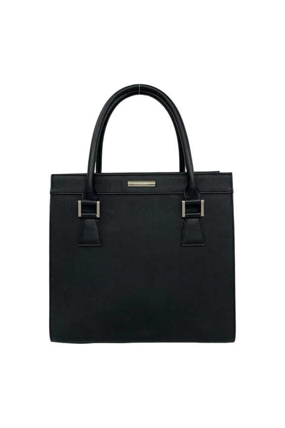 Pre-Owned BURBERRY Nova Check pattern logo hardware leather genuine handbag mini tote bag black...