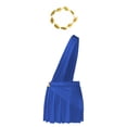 thumbnail image 2 of Sxiwei Mens Ancient Greek Roman Toga Costume One Shoulder Strap Suspender Ruffle Skirt with Headwear Blue M, 2 of 7