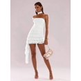 thumbnail image 3 of Women's Solid Color Ruffled Hem Bandeau Dress, Dresses For Women, White, 3 of 7