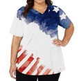 thumbnail image 3 of Iaqnaocc 4th of July Scrubs for Women American Flag Stars Striped Nursing Uniform Trendy V Neck Side Slits Scrub Shirt Independence Day Short Sleeve Medical Workwear with Pockets Red S, 3 of 5
