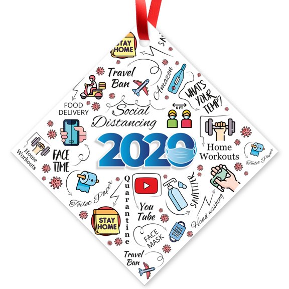 Soul Décor 2020 Christmas Ornaments, 3.75" Coated Aluminum Diamond