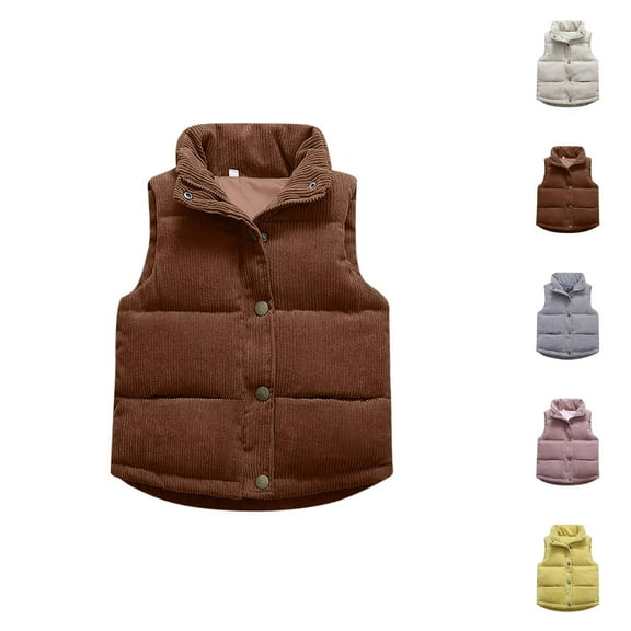 Girls Clothing Girls Jackets Toddler Kids Baby Boys Girls Corduroy Vest Fuzzy Sleeveless Coat Outerwear Pockets