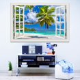 thumbnail image 3 of Extraíble 3D Ventana Vista Calcomanías de pared-Árbol de coco Verano Playa Tema Decoración de pared Pegatinas para baño Mural Arte Vinilo Papel tapiz 24 # 34; X36 # 34; MFZFUKR WMCH-534, 3 of 6