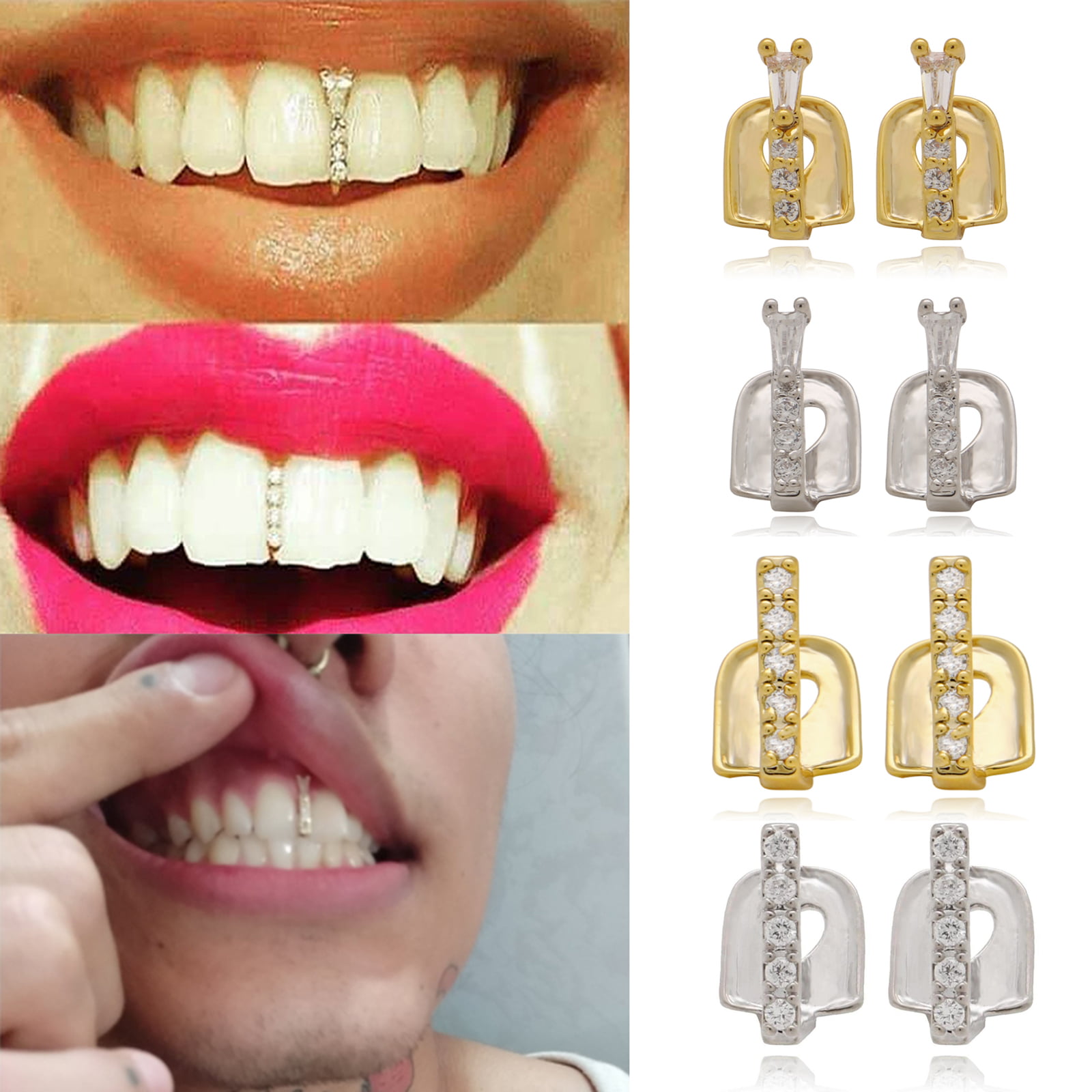 1pc Bling Grill Grillz Fake Teeth Bulk Halloween Birthday Party Gold Silver Hot 