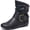 Black, variant on Women's Slouch Ankle Flat Boots Mid Calf Slip On Boots Round Toe Short Boots