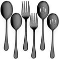 thumbnail image 1 of Juego de cucharas y tenedores para servir de acero inoxidable para catering, banquetes y bufés Juego de cucharas y tenedores para servir de color negro, 1 of 7
