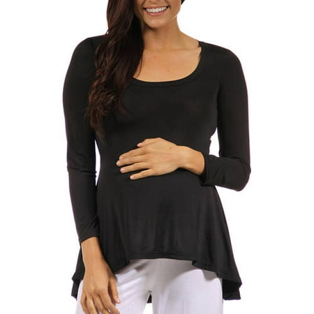 24/7 Comfort Apparel Women's Long Sleeve High-Low Maternity Tunic Top