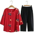 thumbnail image 2 of Cathalem Ensemble Pantalon Femme 2 Pcs Pantalon Large, Rouge Pastèque TTTG, 2 of 3