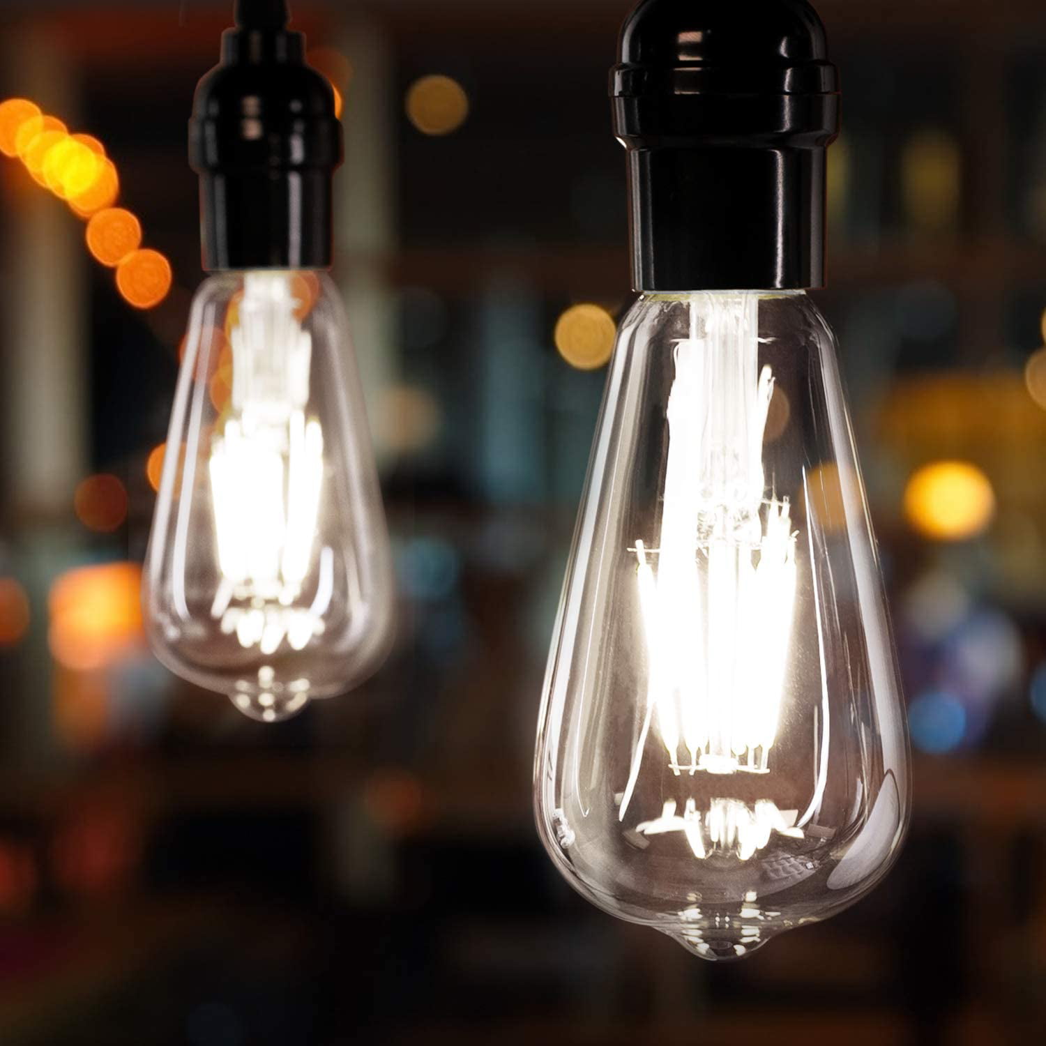 Led Bulbs 6 Packs 60 Watt Equivalent, Dimmable Edison Light Bulb 6W E26