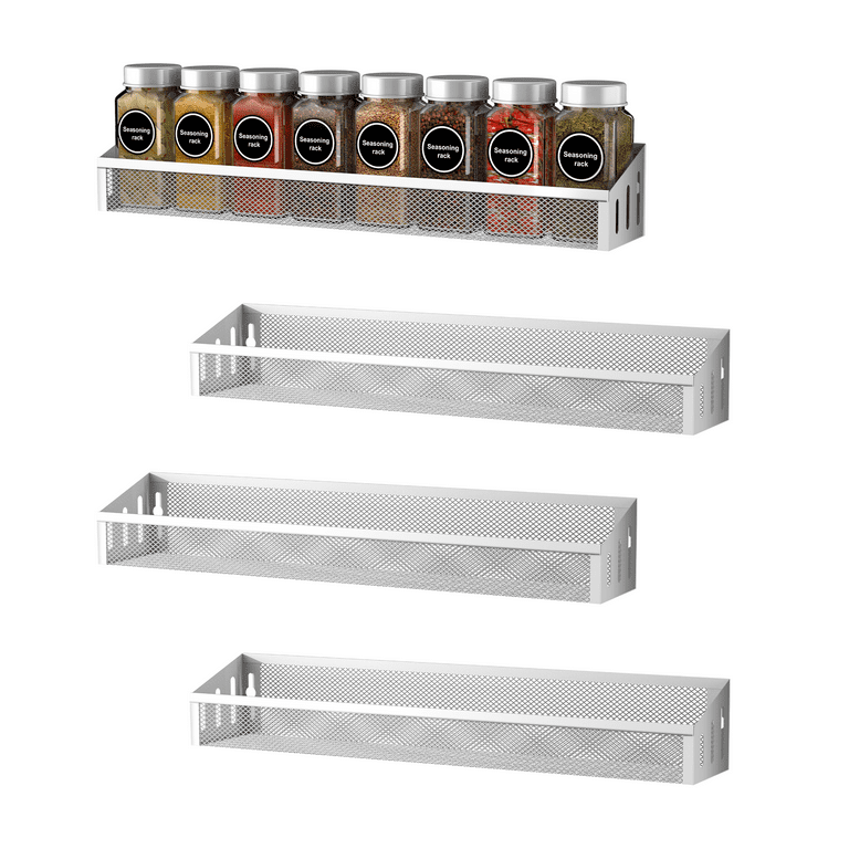 Auledio 4 PCs Single Tier Spice Rack For Counter for Kitchen Chorme