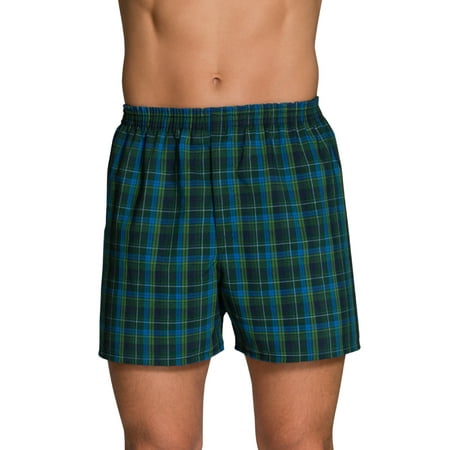 2 Pack Tartan Plaid Boxer - Big Men's Dual Defense Woven Tartan Plaid Boxers Extended Sizes, 4 Pack