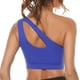 thumbnail image 4 of Ropa interior deportiva de dos piezas de un solo hombro para mujer, ropa interior de yoga para ejercicio, top corto sexy de soporte medio, 4 of 5
