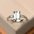 thumbnail image 2 of Natural 925 sterling silver ring aquamarine ring March birthstone emerald cut blue gemstone Promise ring,, 2 of 3