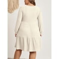 thumbnail image 3 of Cuteduck Women's Plus Size Fall Sweater Dress Long Sleeve Babydoll Dresses with Pocket, 1X-5X, 3 of 10