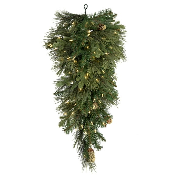 Vickerman 36" Emerald Mixed Fir Artificial Christmas Teardrop, Dura-Lit® Clear Mini Lights