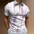 thumbnail image 2 of Lavender Floral Purple Men Zipper T-shirt Summer Casual Short Sleeve T-shirt Top, 2 of 7