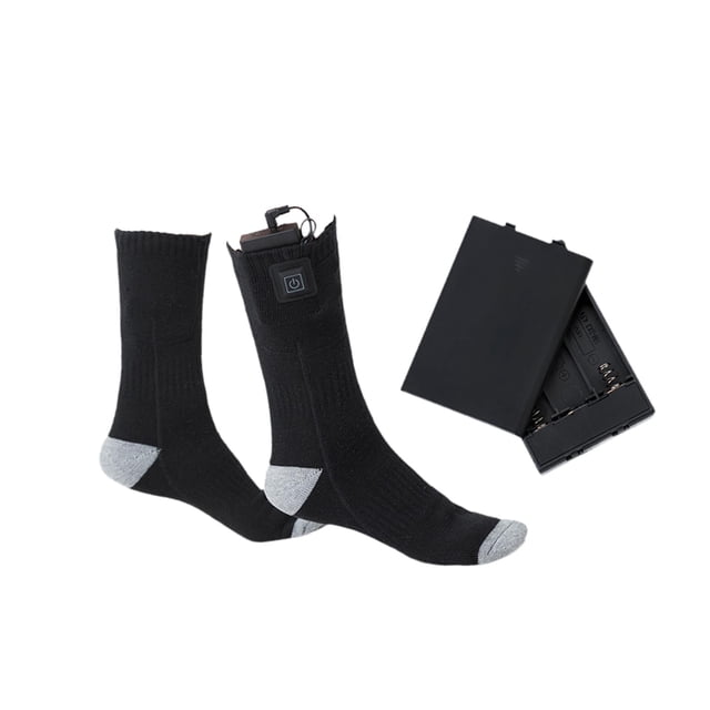 Calcetines calefactables,Calcetines térmicos eléctricos lavables para hombre y mujer,Calcetines calefactables para acampar,hacer senderismo,esquiar y Ajuste de temperatura del negro
