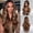 Brown Hightlight X, variant on DOPI Black Wavy Wig for Women with No Bangs, Dark 28 Inches, Synthetic Wig for Daily Women's Fashion Wigs