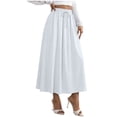 thumbnail image 3 of Lenago Skirts for Women Summer Solid Color Loose High Waist A-line Half Body Elastic Waist Drawstring Skirt, 3 of 8