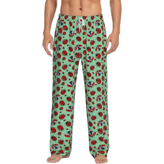 Daiia Ladybugs 3 Men's Sleep Pant with Pockets and Drawstring,Pajama Pants-XX-Large