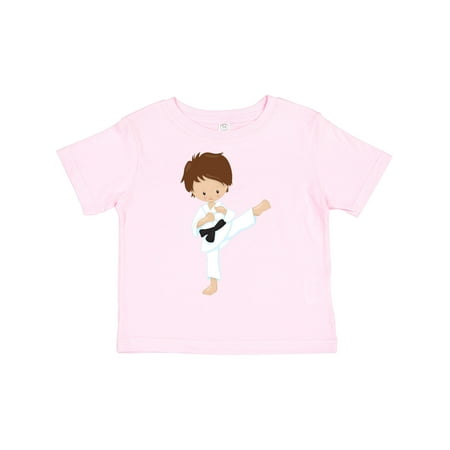 

Inktastic Karate Boy Cute Boy Brown Hair Black Belt Gift Toddler Boy Girl T-Shirt