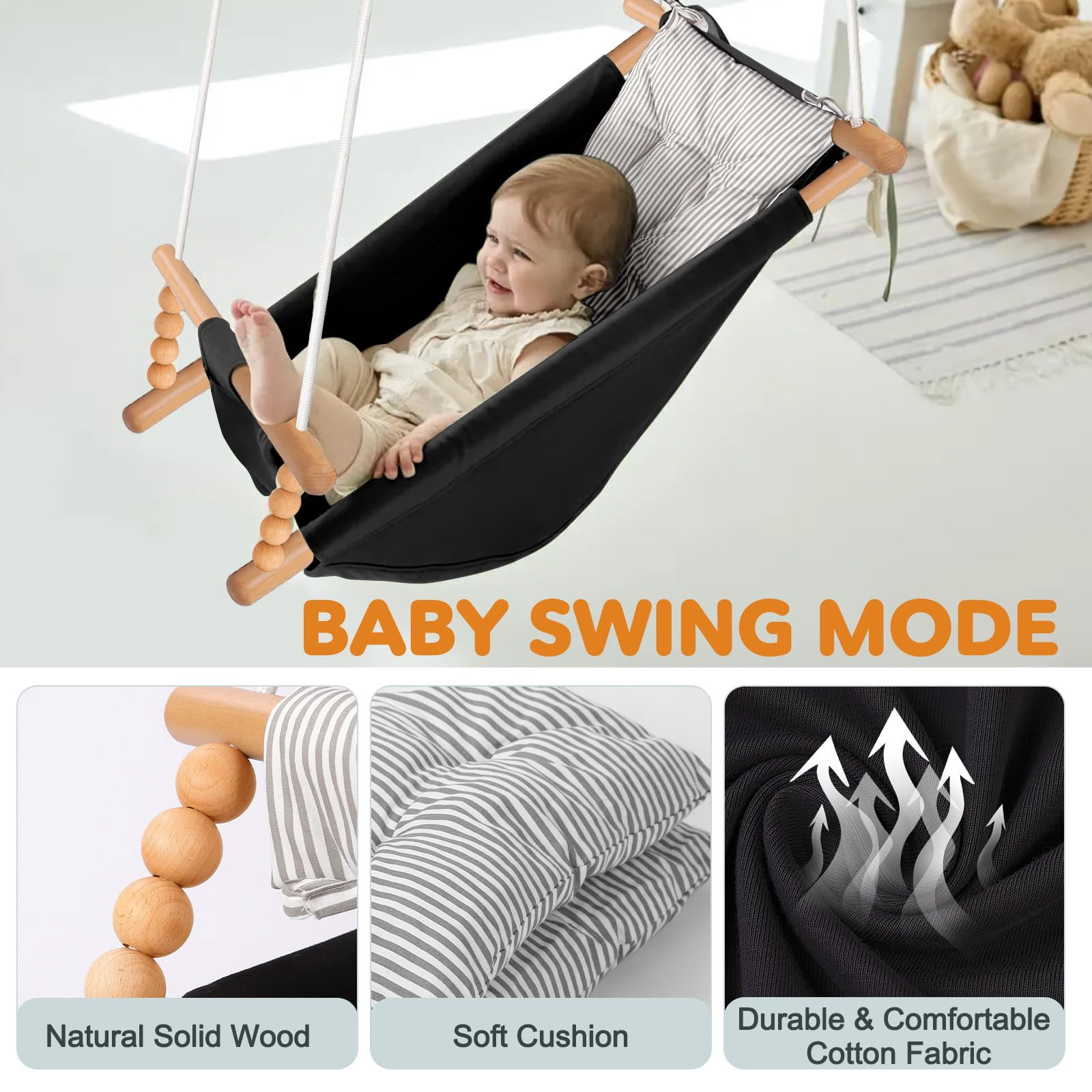 Balançoire pour bébé - Siège vert 2-en-1 - Extérieur - 37*23*40cm