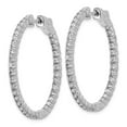 thumbnail image 6 of 14K White Gold Diamond Round Hoop with Safety Clasp Earrings, 6 of 7